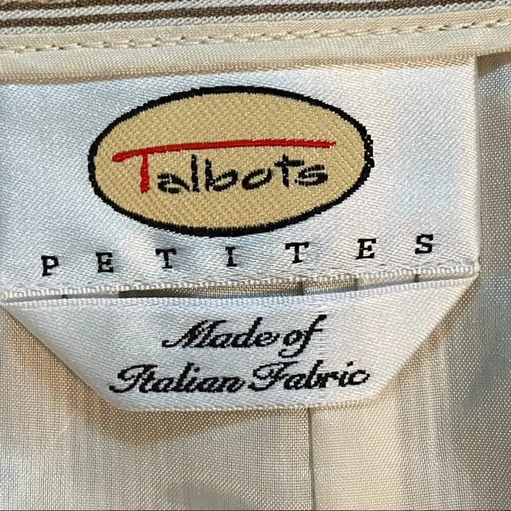 Talbots Pencil Skirt Womens 2P Brown White Pinstripe Excellent‎ Italian Fabric